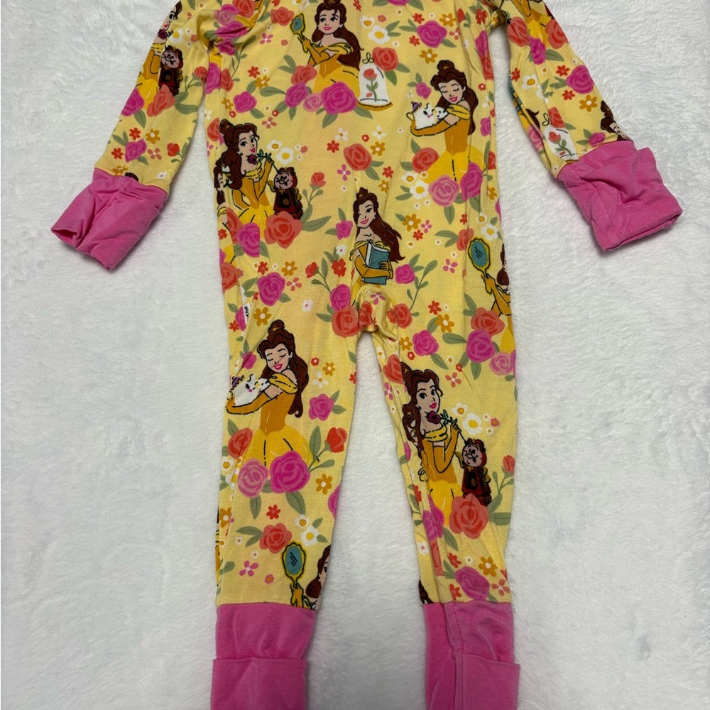 Disney Little Sleepies Belle Zippy 0-3M Bamboo Sleeper Rare Print VGUC - Picture 6 of 6